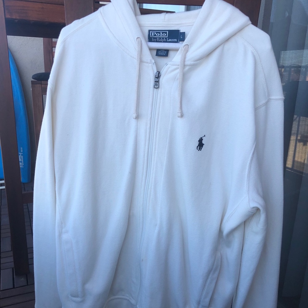 Polo By Ralph Lauren White Full-Zip Hoodie